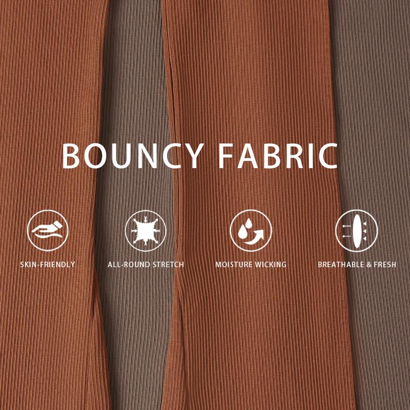 OQQ Women's Yoga Pants Ribbed Seamless Workout High Waist Bell Bottoms Flare Leggings Comfort