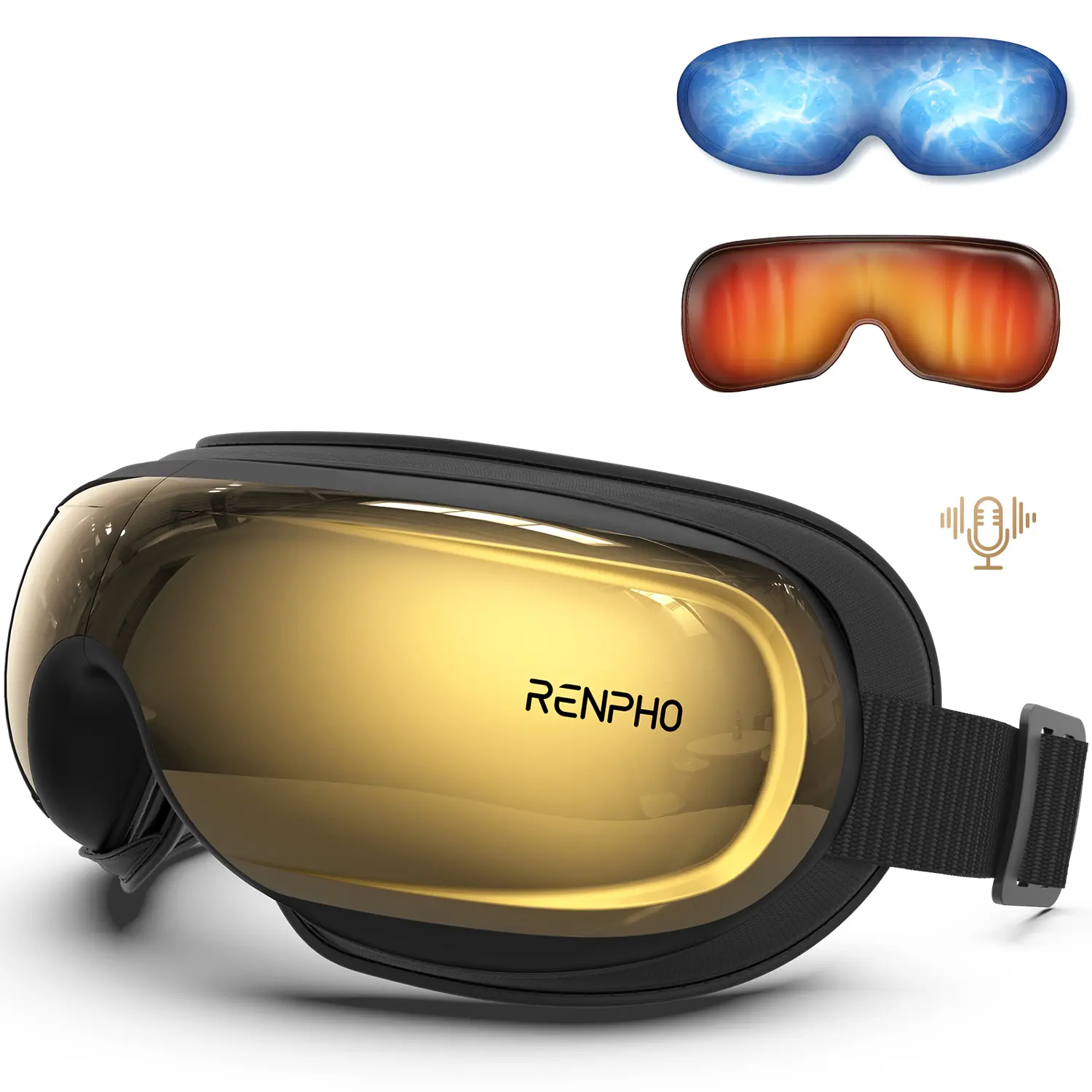 Renpho Eyeris 3 Voice Control Eye Massager - USB Rechargeable, Battery Powered PU Silicone Device with Heat, Cooling Gel Mask, Silent Operation, Fast Charging, Relaxing Relief for Screen Strain, Father’s Day Gift for Guys, Usb Rechargeable Massagers, Adul