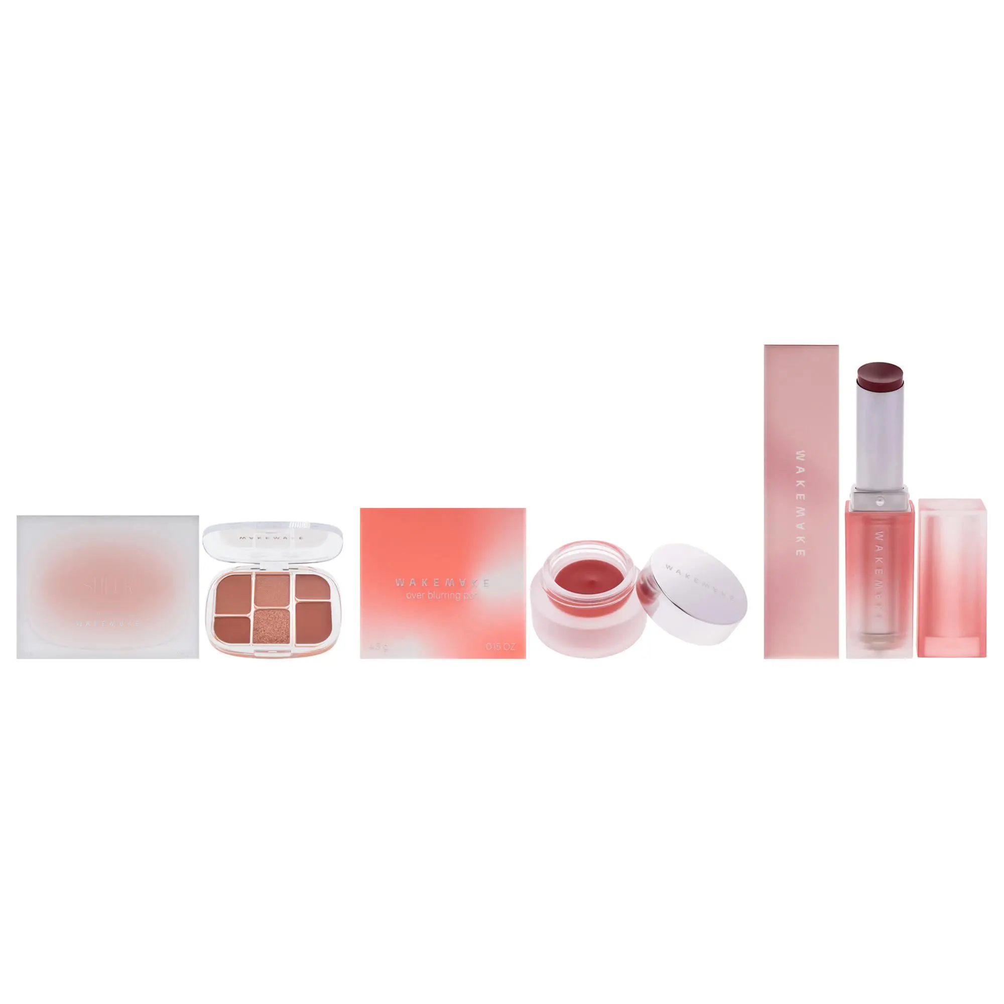 Wakemake Kit by Wakemake for Women - 3 Pc Kit 0.22oz Makeup - 01 Coral Hertz, 0.15oz Makeup - 03 Blessing Coral, 0.12oz Lipstick - 04 Teddy Tether