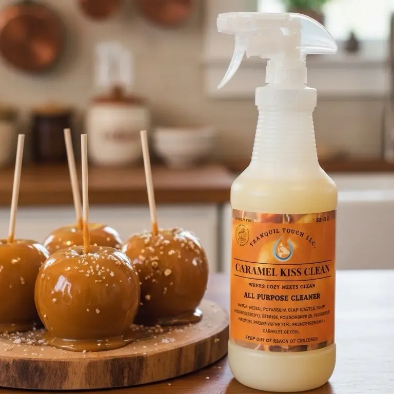 TRANQUIL TOUCH Caramel Kiss Scented Water-Based Non-Toxic All-Purpose Cleaner Spray - Low Tox Lifestyle Cleaning Product for Spotless Clean, Countertops, Holiday Care (Traditional Cleaners Alternative)