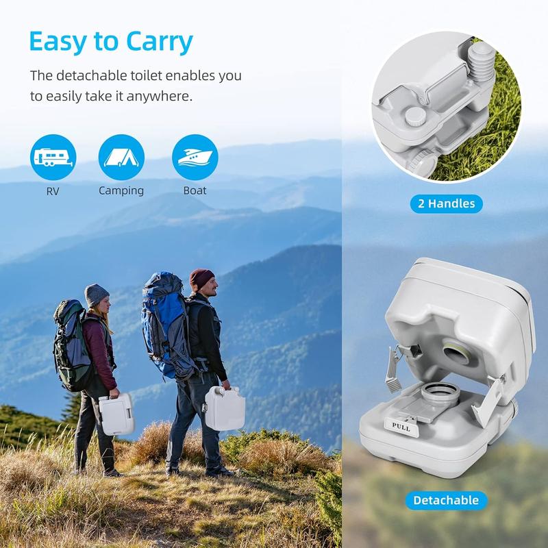 YITAMOTOR 2.6 Gallon Portable Toilet Camping Porta Potty RV Toilet with Powerful Flush Pump Odor-Sealing Slide Valve Leakproof for Adults Hiking Outdoors Travel