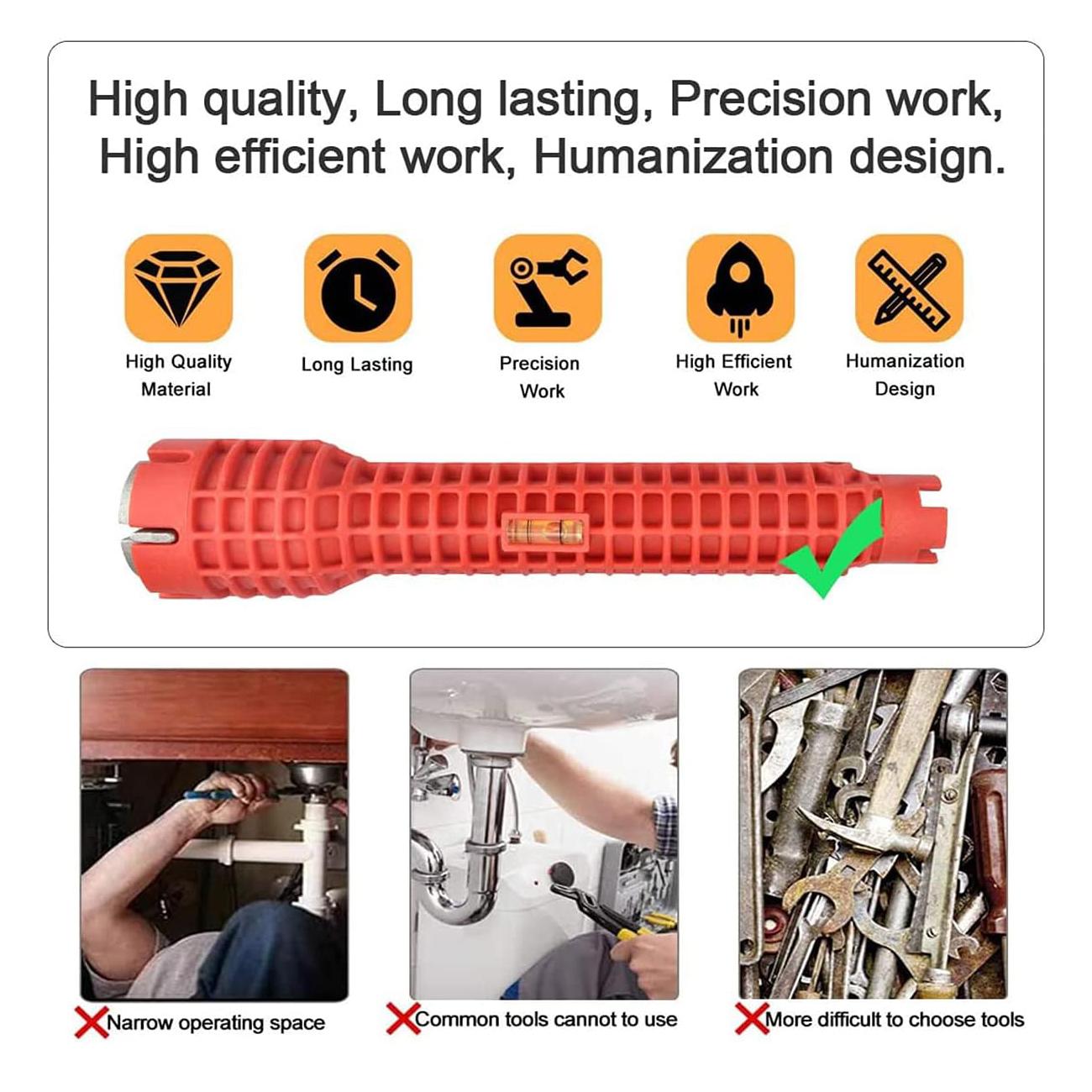 【FaddishDeal】Multi-function faucet and sink drain installation tool, 8-in-1 adjustable sink key, faucet sink, faucet key tool, odorless sink key, bathroom, kitchen