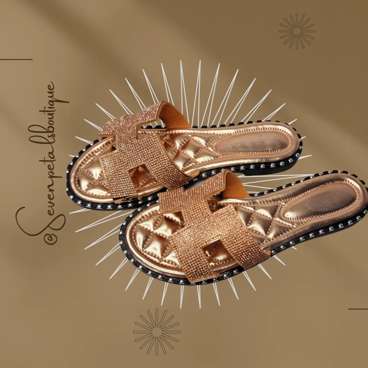 Cognac Rose Gold Sandals Collection