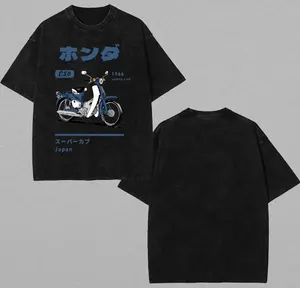 SuperCub C50 Motorcycle Vintage Wash Japanese Streetwear T-Shirt Inspired Tee Oversized Heavy Fit, Streetwear Utility Look,cotton menswear, 100% Premium Cotton 230gsm, Inspired graphic tees men gifts anime tee dailywear Menswear