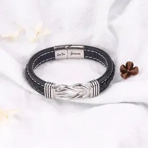 To My Son/Husband Bracelet "Forever Linked Together" | Braided Leather Bracelet,  Inspirational Gift for Men Boys