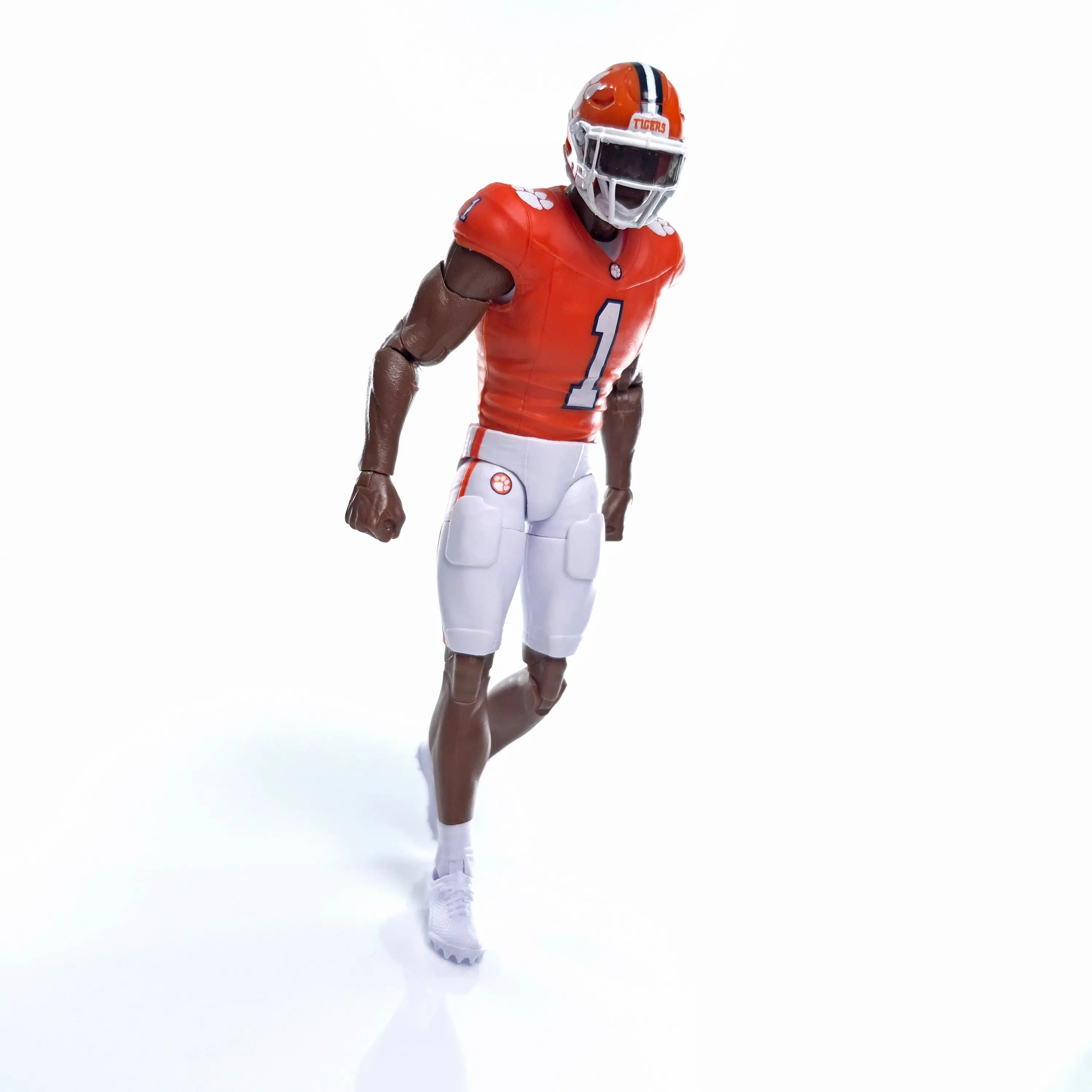 Officially Licensed by Clemson University #1 Jersey Number Dark Collegiate Legends 6-in Fully Articulated Action Figure, Licensed Sports Collectibles Figurine for Fans, W/Display Stand, Football, 4 Interchangeable Hand Sets