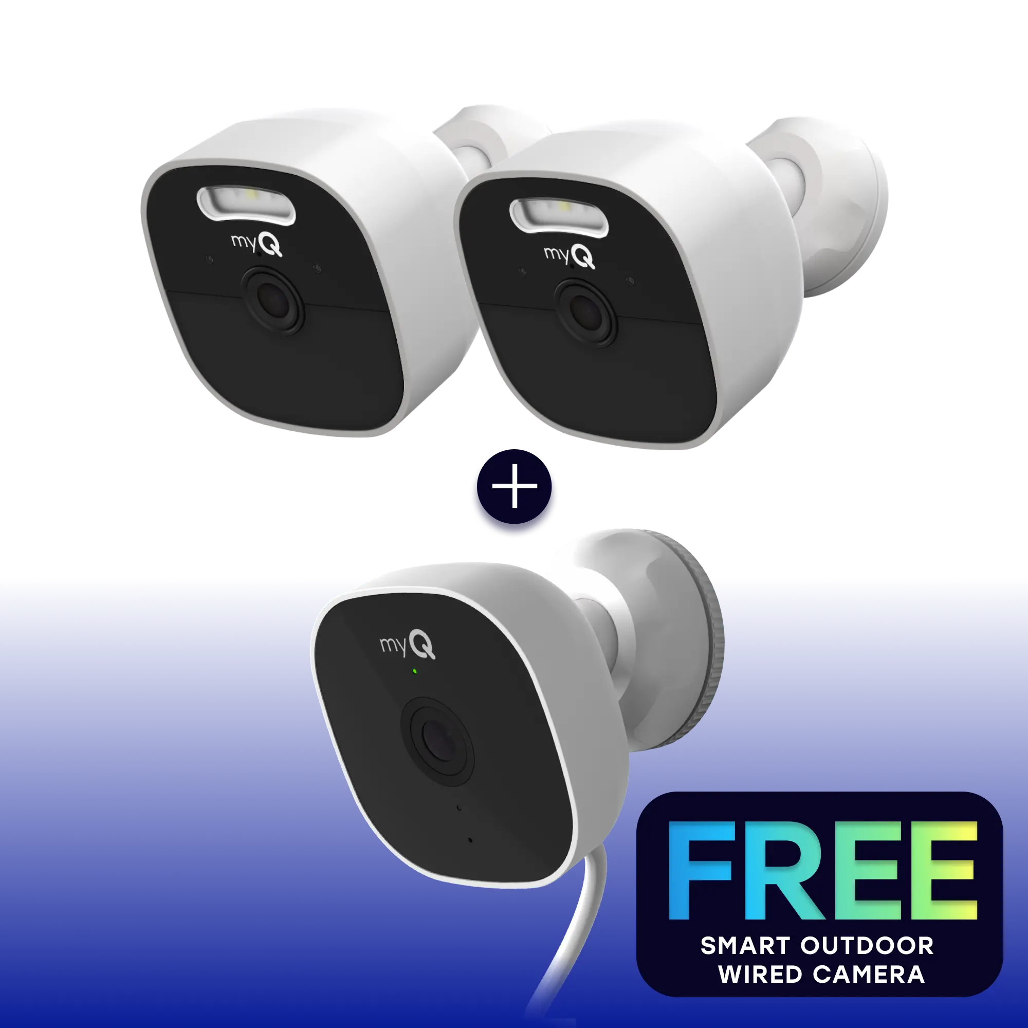 myQ Outdoor Battery Camera 2 Pack + FREE Outdoor Wired Camera