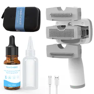 Pet Steam Brush for Dogs & Cats,5-in-1 Self-Cleaning Dog Steam Brush with 3 Swap-in Heads (Grooming, Dematting, Deshedding),Cat Spray long Hair Removal Comb,Includes Pet Essence & Storage Case,removal comb