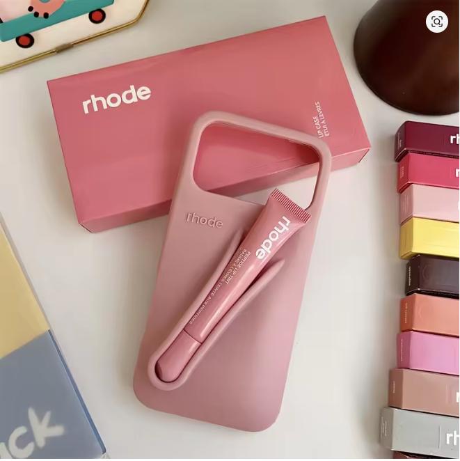 Phone Case That Holds Your Lip Gloss Soft Silicone Design for iPhone 11-17 Promax with Built-In Beauty Accessory Holder