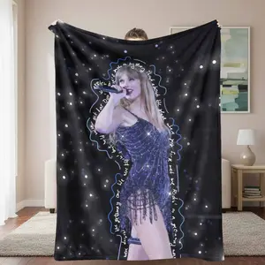 Sparkling Stage Performance Flannel Blanket Starry Night Glitter Dress Print Soft Cozy Warm Lightweight Decorative Perfect for Concert Lovers Home Decor Music Events Gifts