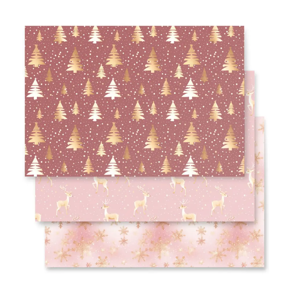 Pretty Pink Christmas Holiday Season Cute Wrapping paper sheets Christmastime Present
