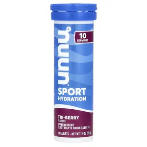 Nuun Sport Hydration, Effervescent Electrolyte Drink, Tri-Berry, 10 Tablets