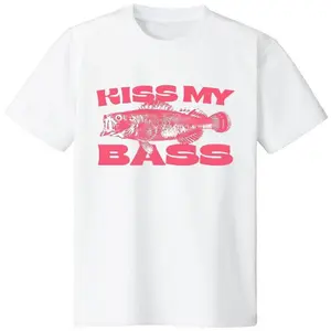 Kiss My Bass Vintage Style Fishing T-Shirt, Fisher Graphic Shirt Pink Design,Comfortable sweatshirt, with or without a hood
