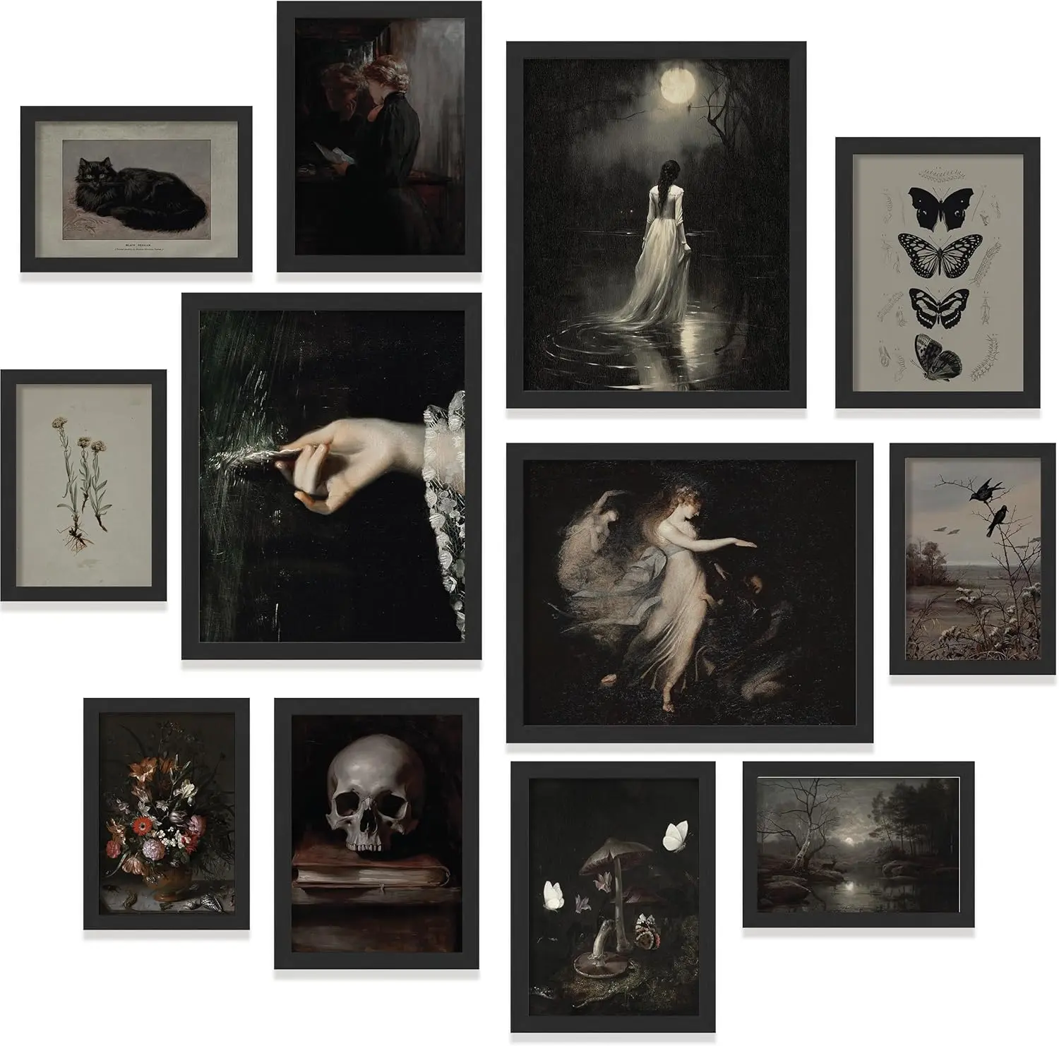97 Decor 12-Piece Boxed Dark Academia Victorian Gothic Wall Art Prints - Moody Goth Vintage Posters, Bookish Living Room Wall Decor for Home, Office & House Spaces, House Decor
