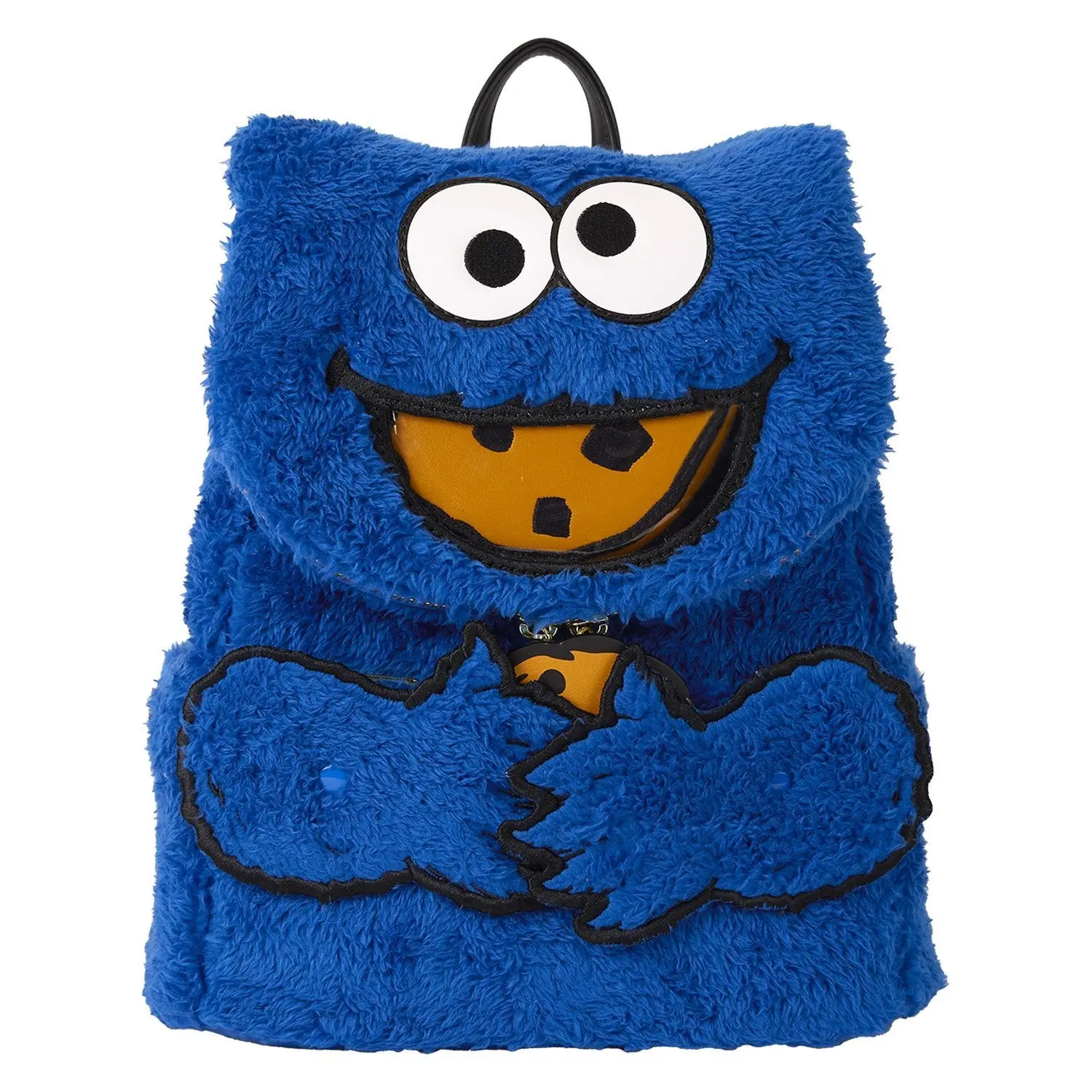 Loungefly Sesame Street Cookie Monster Plush Cosplay Cute Backpack with Coin Bag, Collectible Small Backpack Purse, 9”w x 10.5”h x 4.5”d, Adjustable Shoulder Strap, Backpack Cute