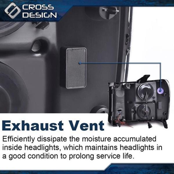 CROSSDESIGN LED DRL Tube Headlights Lamps Fit For 2007-2013 GMC Sierra 1500 2500HD 3500HD