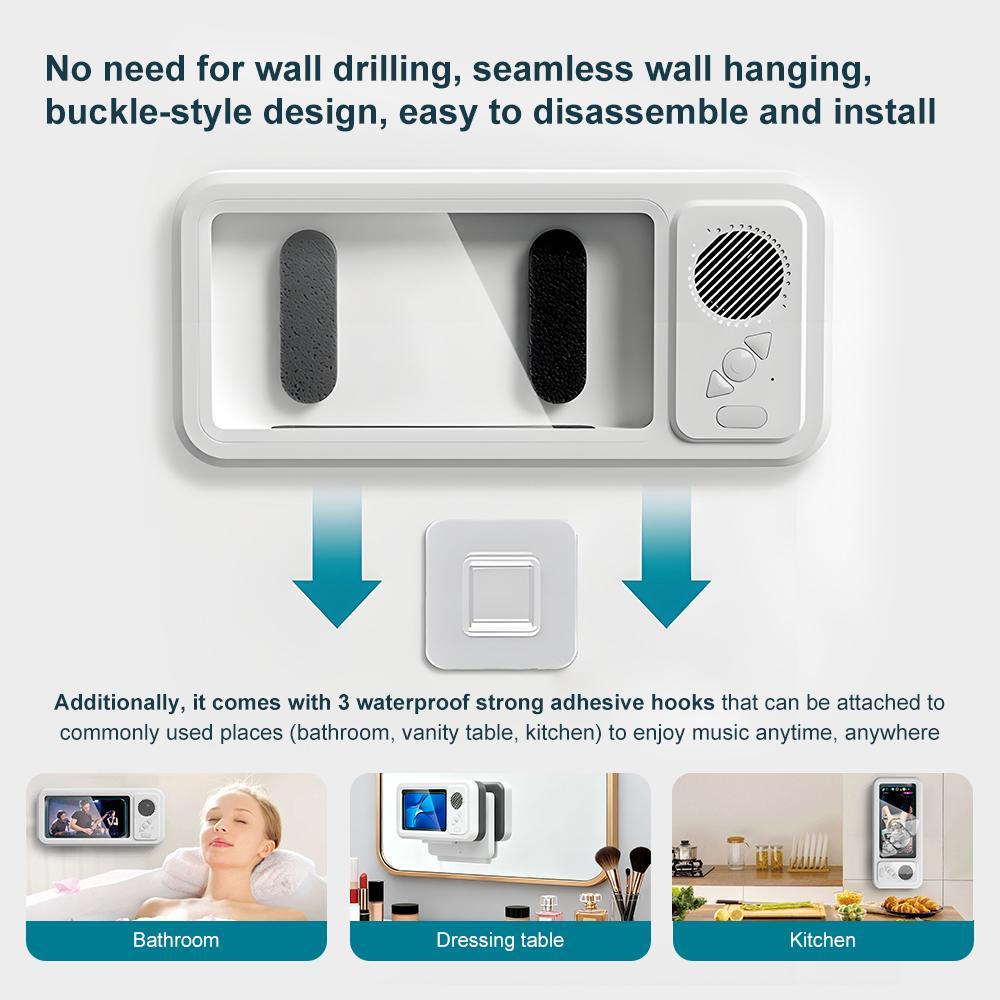 Waterproof box speaker, shower waterproof 360 ° rotating touch screen,IPX5 Waterproof Degree,watch movies, listen to music, Hands-free call，phone holder Bluetooth speaker, Compact Smartphone, phone cases, subwoofers,kitchen, bathroom, sink, SummerVibes
