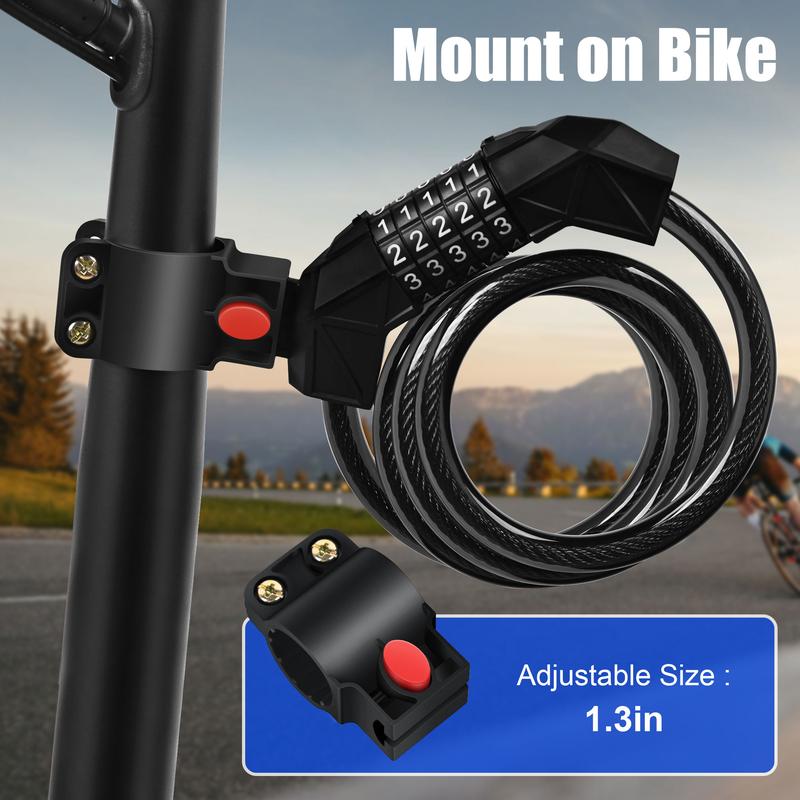 STOP Worrying About Bike Theft! 5-Digit Resettable BikeLock: Heavy-Duty Steel Cable (Tough PU Wrap = NOScratches!)| Anti-Theft Security for Bikes, Scooters, E-Rides & More! Easy to Carry+ Bike Mount Included --Keep Your Gear SAFE Anywhere!