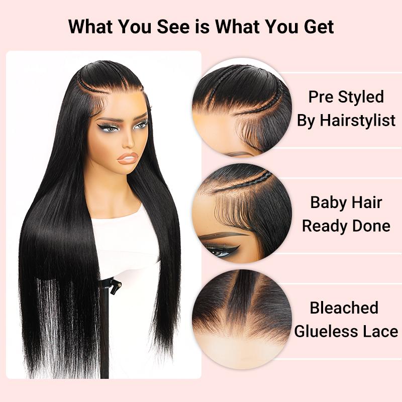 [Spring 2026] Alipearl Hair 250% Density 13x4 Lace Frontal Wig Glueless Pre Braided Straight 13x6 Lace Front Wig Stylist Wig Pre Cut Pre Styled