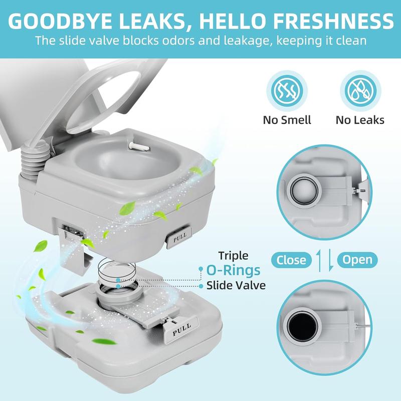 YITAMOTOR 2.6 Gallon Portable Toilet Camping Porta Potty RV Toilet with Powerful Flush Pump Odor-Sealing Slide Valve Leakproof for Adults Hiking Outdoors Travel