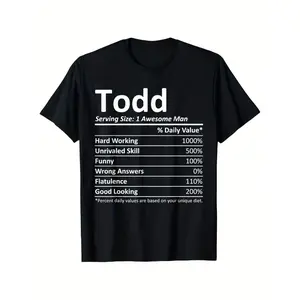 TODD Nutrition Humorous Birthday Personalized Name Gift T-Shirt, Made from 100% Pure Cotton, Soft And Comfy, Featuring Exquisite Printing, Black Round Neck, Available in Sizes S-XXXL, Perfect for Outings, Casual Wear, Gifts, Unisex, Popular Items, Lightwe