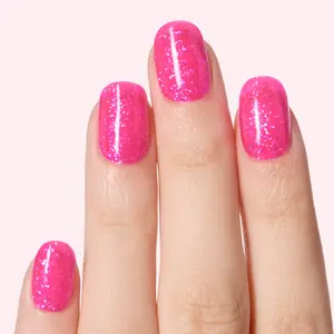Dashing Diva Glaze LED Semi-Cured Gel Nail Strips – Pink Glitter