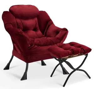 Accent Lazy Chair with Footrest ,Leisure Sofa Armchair with Footrest,Mini Couch Oversized Reading Chair for Bedroom,Living Room,Courtyard,Office,Vanity Chair,Patio Furniture,Apartment Recliner Ergonomic