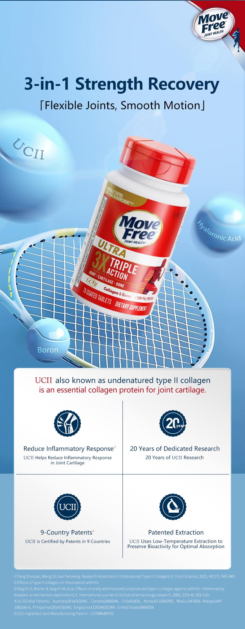 【Joint Health】Move Free Ultra Triple Action Joint Supplement 1 Pack of 75 Tablets 2 Bottles Glucosamine Chondroitin MSM for Joint Health 【Joint Health】Move Free Ultra Triple Action Joint Supplement 1 Pack of 75 Tablets 2 Bottles Glucosamine Chondroitin MSM for Joint Health