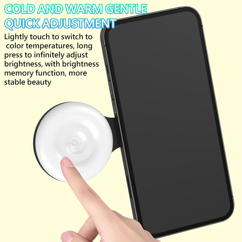 Strong Magnetic Selfie Ring Light for Phones - Snap-On LED Fill Light 180° Adjustable Rechargeable for Perfect Selfies Makeup & Live Videos