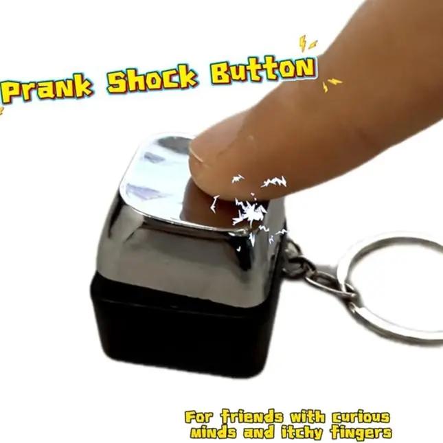 Prank Shock Button Keychain - Safe Low-Voltage Gadget for Parties Offices and Dormitories Fun Prank Toy Keychain