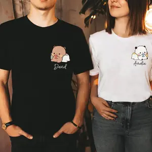 Kawaii Panda Bear Bubu Dudu Couples Shirt, Valentines T-shirt, Gift For Him, Gift For Her, Custom Valentine Couple Tee, Anniversary Gift