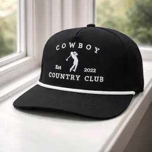 Cowboy Country Club Embroidered Hat, Golf Player Snapback, Rope Brim Cap, Ideal Gift For Him