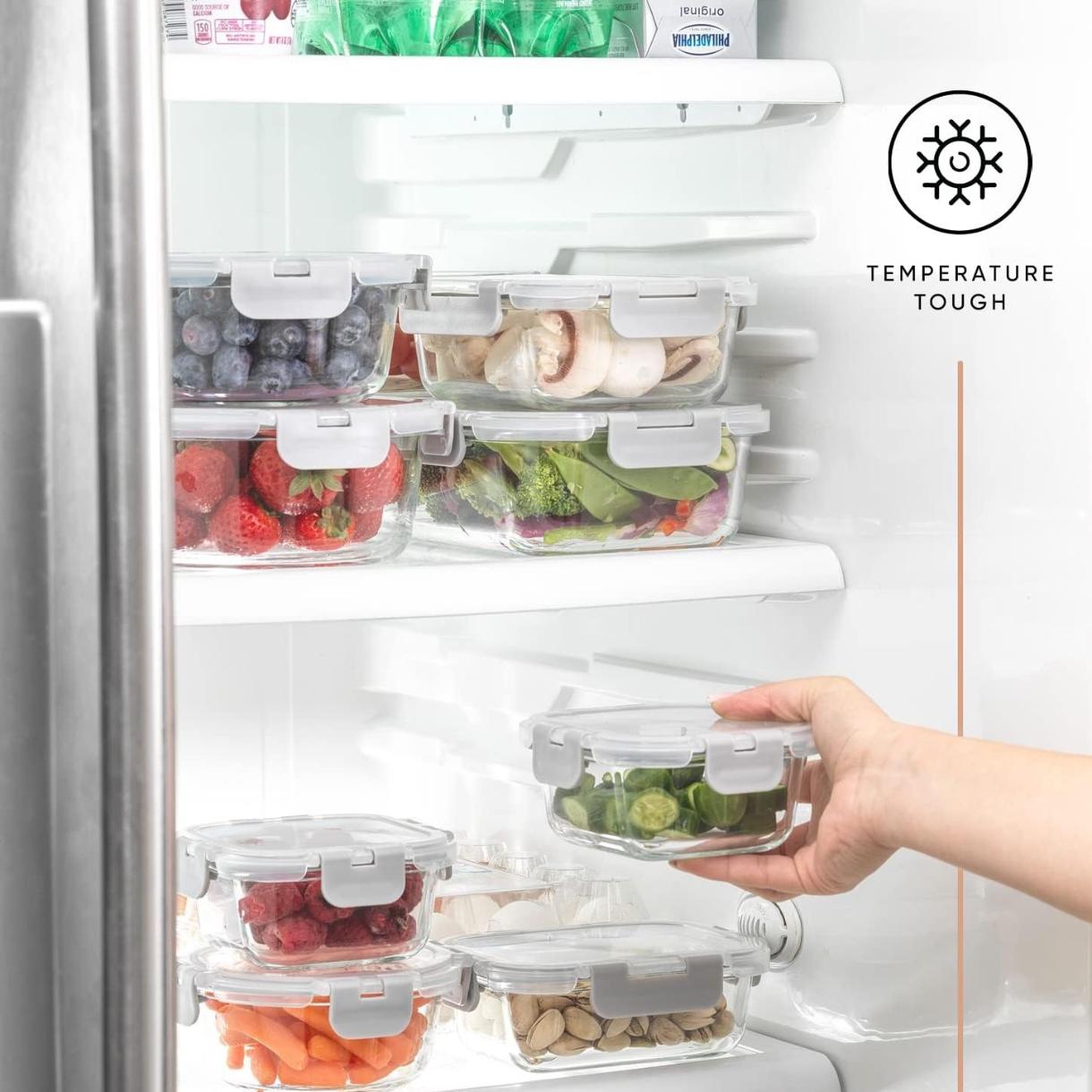24pc Borosilicate Glass Storage Containers with Lids | 12 Airtight/Freezer Safe Food Storage Containers for Pantry and Kitchen | Meal Prep Container for Lunch | Glass Tupperware Set
