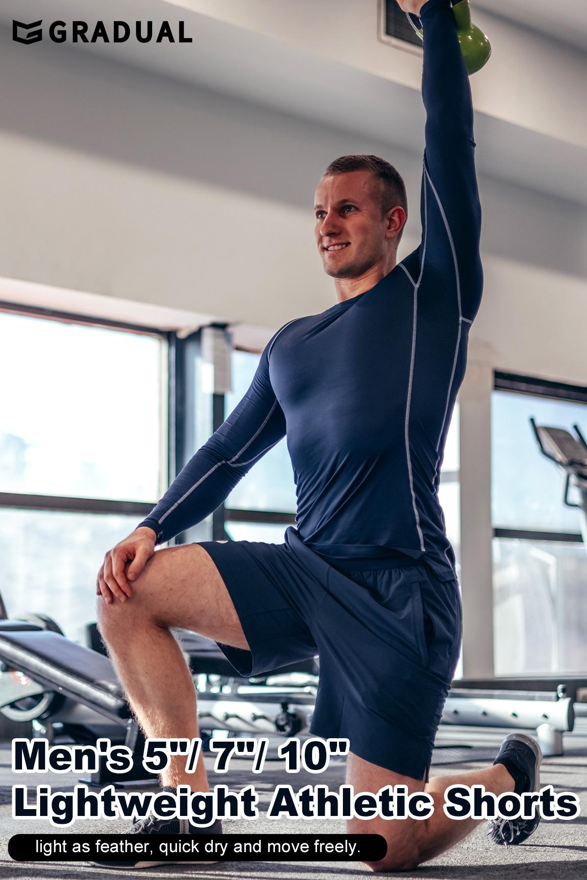 [Clearance] G Gradual Men's Gym Shorts with Zipper Pockets 5"/7"/10" Basketball Shorts Breathable Athletic Mesh Lightweight Quick Dry Shorts for Workout Running Tennis