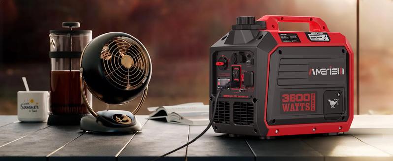 Amerisun 3800-Watt Gas Powered Portable Inverter Generator, Super Quiet and Lightweight for Home Use, Outdoor Camping, RV Ready 30A Outlet, Digital Display, EPA Compliant(AL5035C)