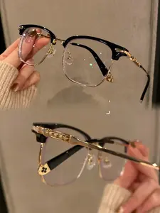 SUNFLOWER Series Black Warrior Luxurious Court Style Blue Light Blocking Glasses for Women Men Lightweight Alloy Steel Frame Classic Summer Eyewear