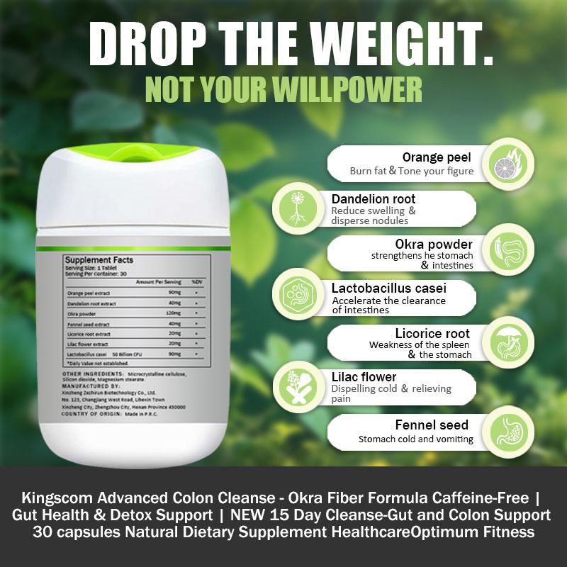 Kingscom Advanced Colon Cleanse - Gut Health & Detox Support |Gut and Colon | with Okra Fiber Formula & 60 Billion Probiotic- Support Bloating, Digestion & Immune Support for Men & Women 30 capsules Healthcare Optimum Fitness Kingscom Advanced Colon Cleanse - Gut Health & Detox Support |Gut and Colon | with Okra Fiber Formula & 60 Billion Probiotic- Support Bloating, Digestion & Immune Support for Men & Women 30 capsules Healthcare Optimum Fitness