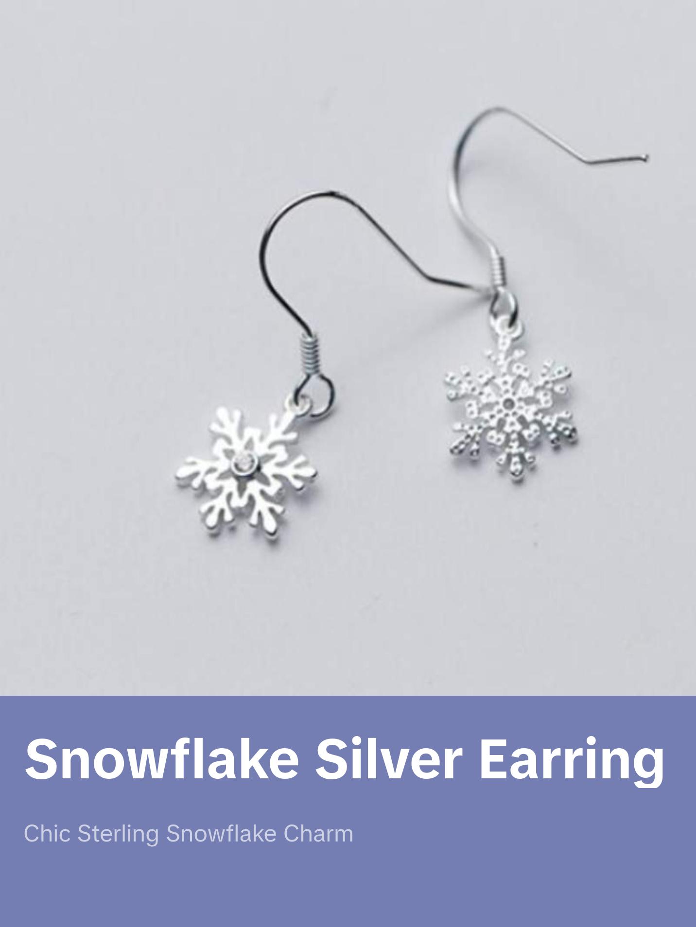 Sterling Silver Dangling Snowflake Earrings