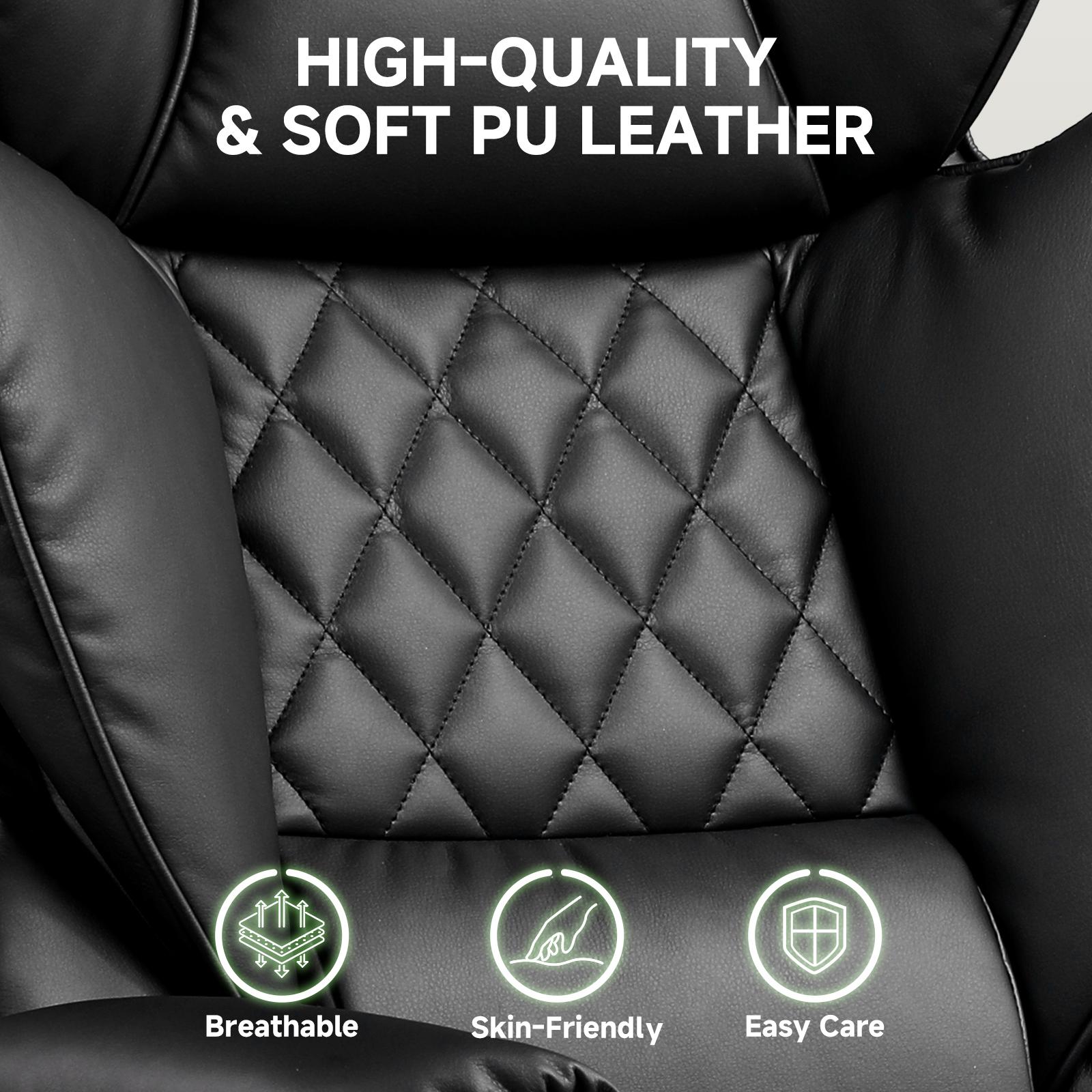 【Dealsforyou】GTPLAYER Big and Tall Office Chair with Pocket Spring Lumbar Support, Ergonomic Comfortable Wide Office Chair with Outward Fixed Soft Armrests and Footrest Adjustable Sofa Furniture Comfy