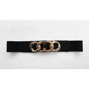Black Knit Belt w/ Gold Buckle