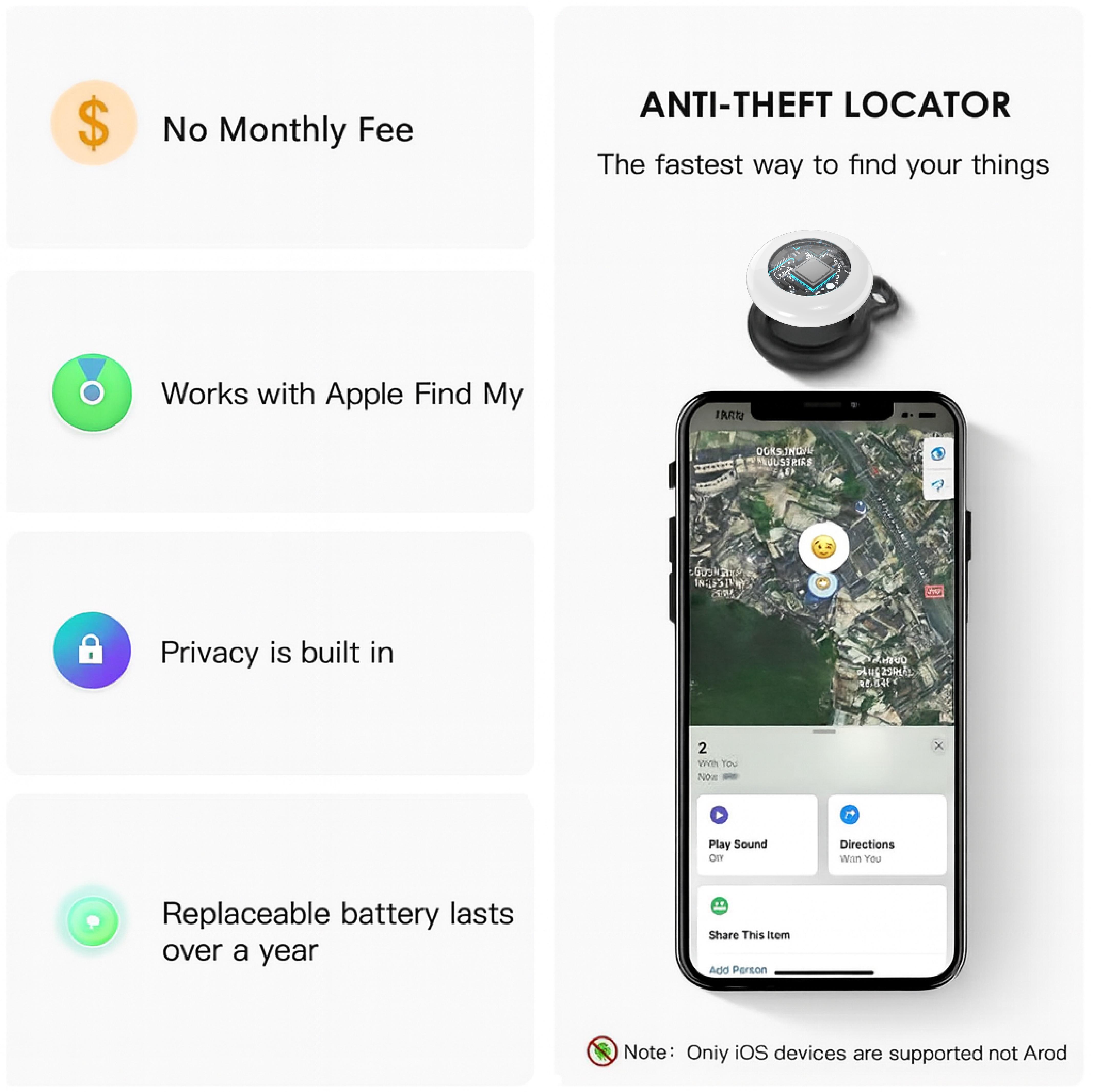 [Spring Deals] Tukio 2026 GPS Tracker(iOS Only) for Car & Keys,Mini Trackers Device with Weatherproof Magnetic Case-No Monthly Fee-Best Hidden GPS Trackers,Global Coverage Location Tracker,Anti-lost Device,For Apple Find My (iOS Only) For iPhone