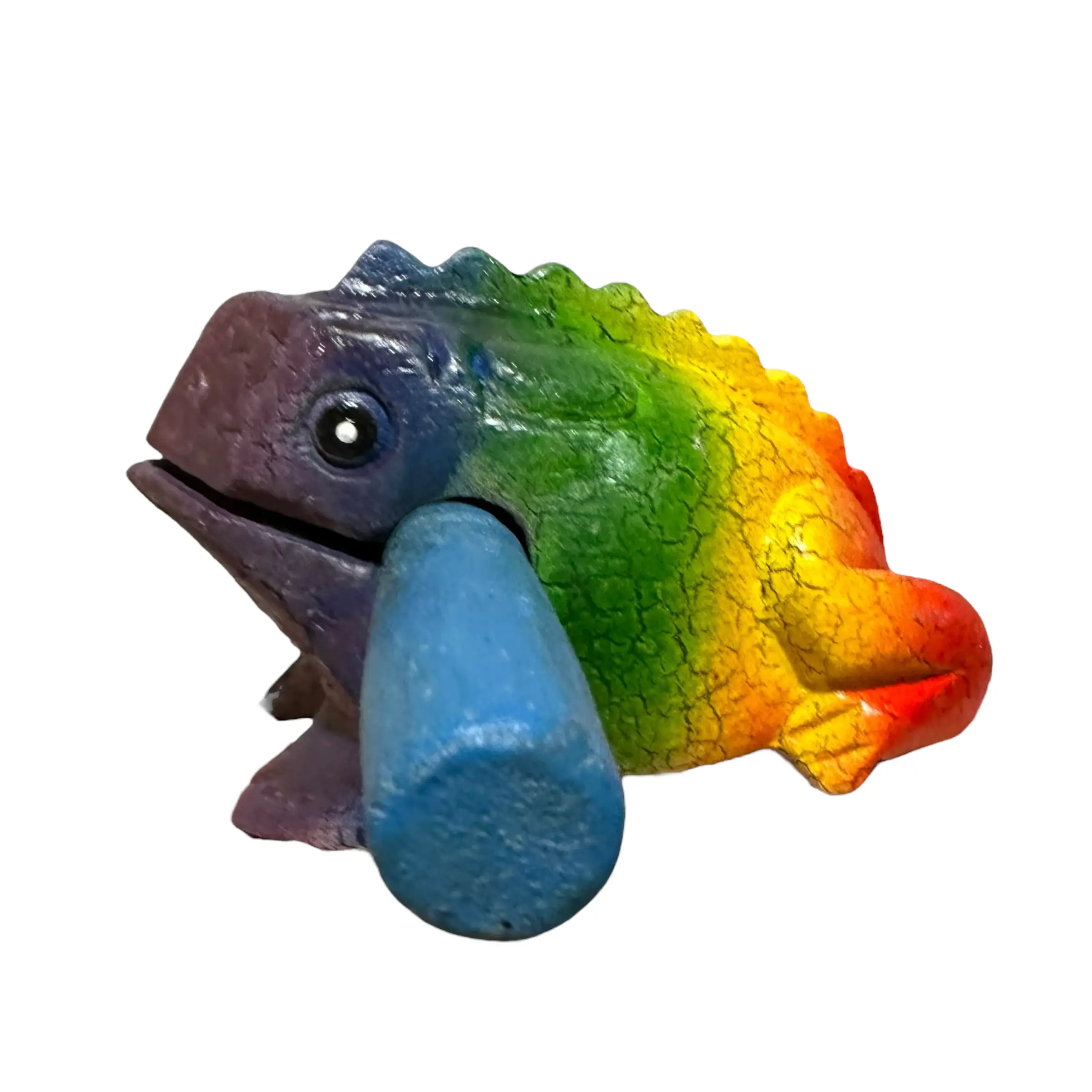 5" Handmade Wood Musical Frog Percussion Instrument - Rainbow Design, Soothing Animal Sounds, 5"x3.5"x3", 8.4oz, Unisex, Budget-Friendly, Collector’s Item, Great Gift for Frog Lovers, All Ages Toy, Noise Maker