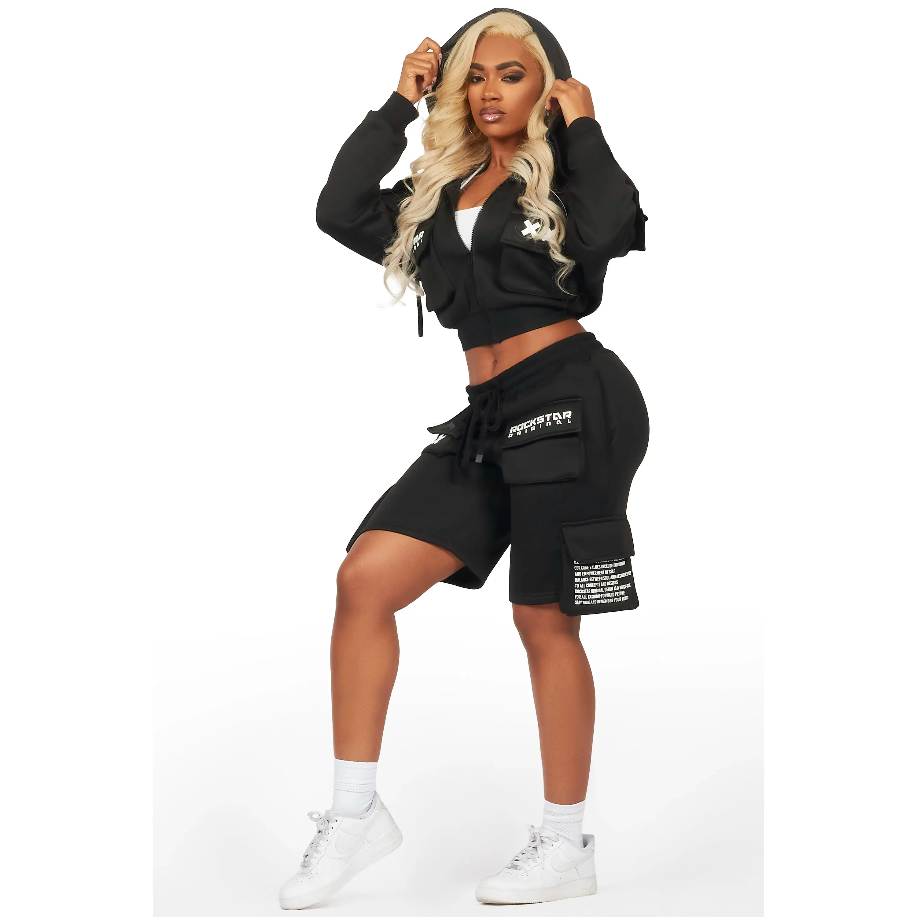 Natanya Black Cargo Short Set