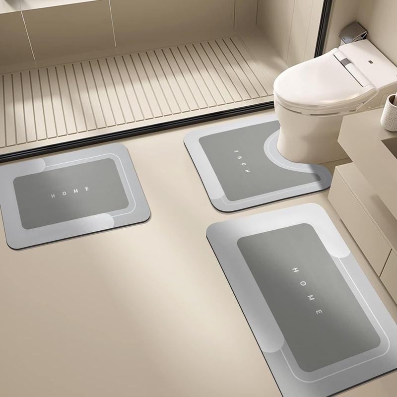 Home Brand Non-Slip Bathroom Mat Set of 1/3 Counts Water Absorbent Rug for Bathroom Living Room Kitchen Laundry Home Decor Hygienic Environment Restroom Accessories - Toilet
