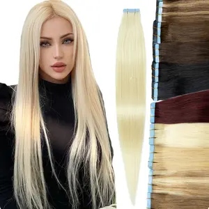 20PCS/Pack Straight Tape In Hair Extensions Human Hair,Long Tape In Hair Extensions,4*0.8cm Tape Glue Hair Extensions,Classic Tape In Hair Extensions Install Easy Can Be Reused,Double Side Tape Hair Daily Hair Extensions,Blonde/Brown Hair Extensions,30G