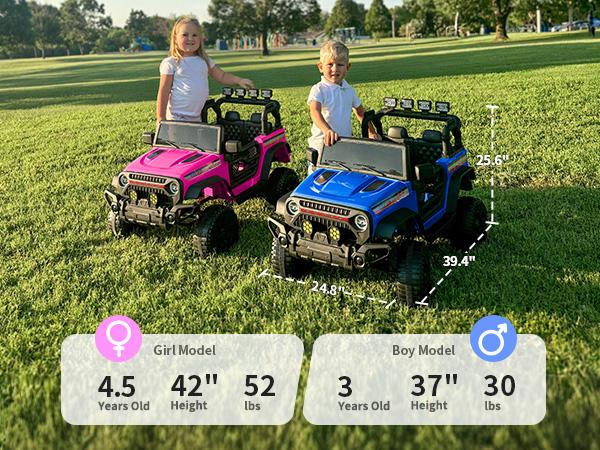 Hikiddo 4WD Kids Ride on Car Truck, Outdoorfun 12V 7Ah Kids Electric Vehicles Car Ride on Toy for Toddlers 3-5 with Remote Control