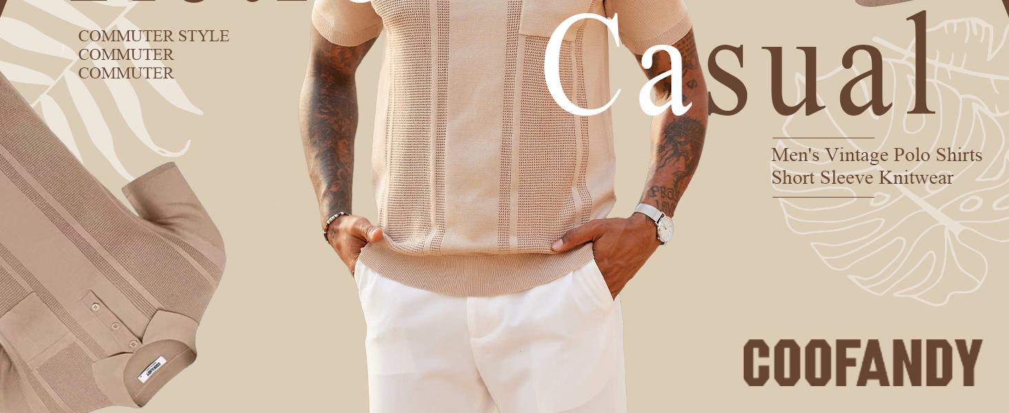 COOFANDY Men's Knitwear Polo Shirts for Men Short Sleeve Textured Polo Shirt Slim Fit Summer Collared T Shirt with Pocket COOFANDY Men's Knitwear Polo Shirts for Men Short Sleeve Textured Polo Shirt Slim Fit Summer Collared T Shirt with Pocket