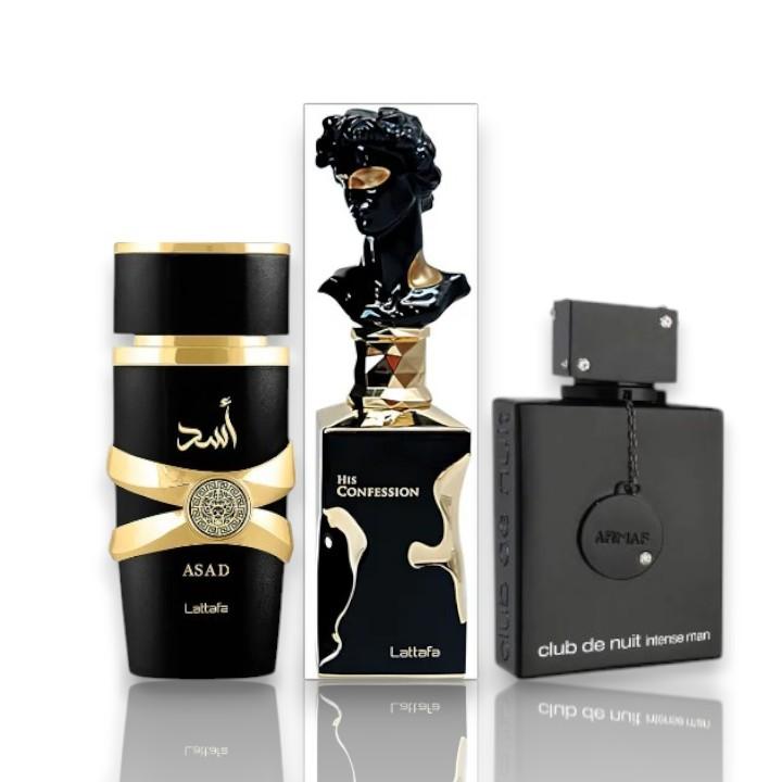 Lattafa Perfumes | Asad + His Confession + Club De Nuit Intense Man | 3 Piece Multi Pack Fragrance Set For Men