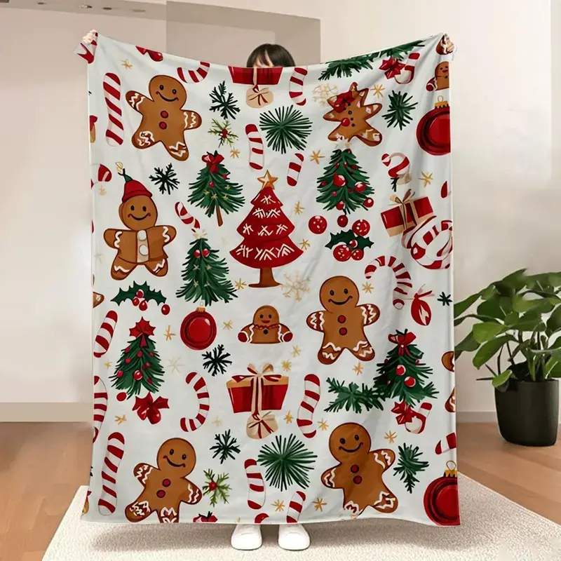 Soft Funny Throw Blanket Magical Gingerbread House Blanket Ultra Soft Flannel Throw Whimsical Cookie Design Cozy Christmas Essential Perfect Festive Decor For Bedroom Living Room Holiday Movie Nights Snuggle Comfort