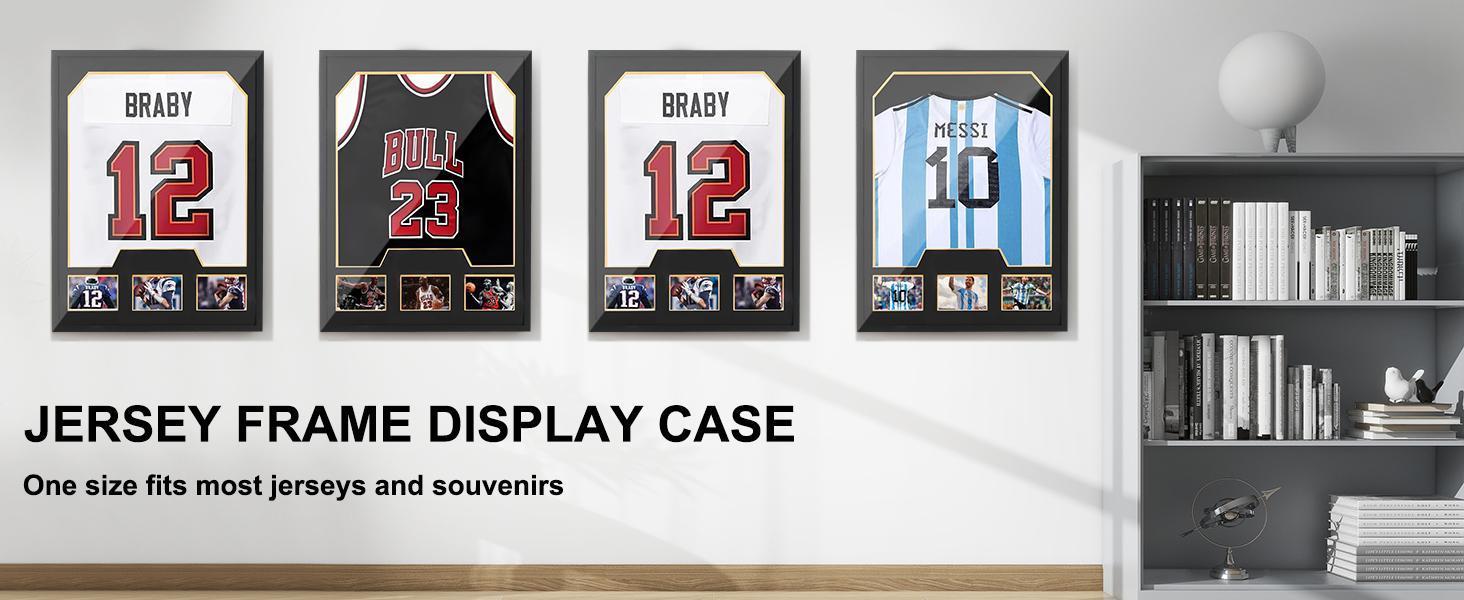 Jersey Frame Display Cases, Jersey Frame with Picture Slots, Jersey Shadow Box Display Case, 98% UV Protection, Football, Basketball